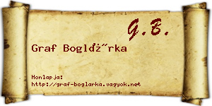 Graf Boglárka névjegykártya